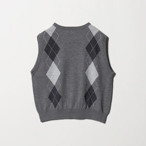 ウール アーガイル&ソリッドベスト