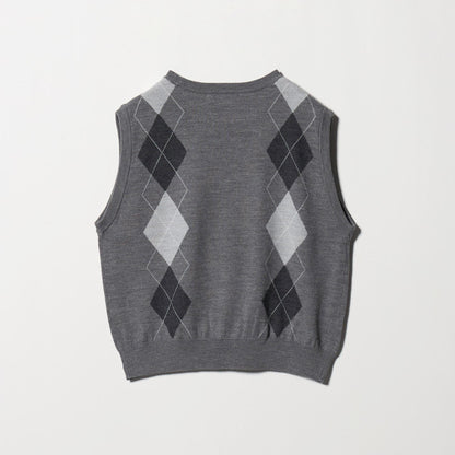 ウール アーガイル&ソリッドベスト