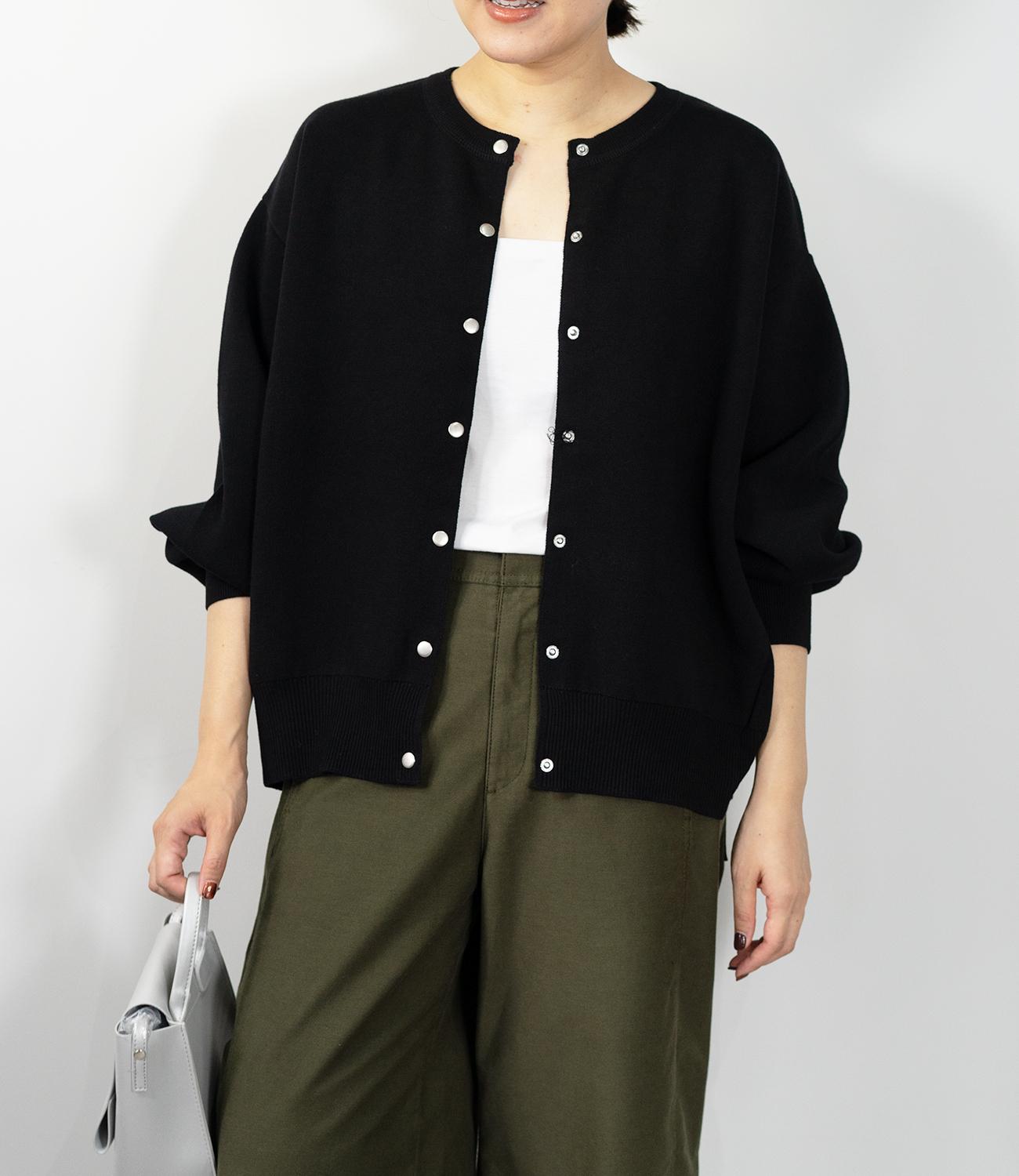 ドットボタンニットカーディガンブルゾン