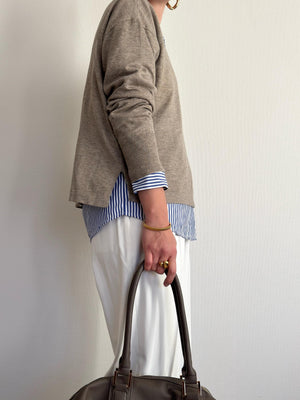 ハートロゴ刺繍ストライプシャツ