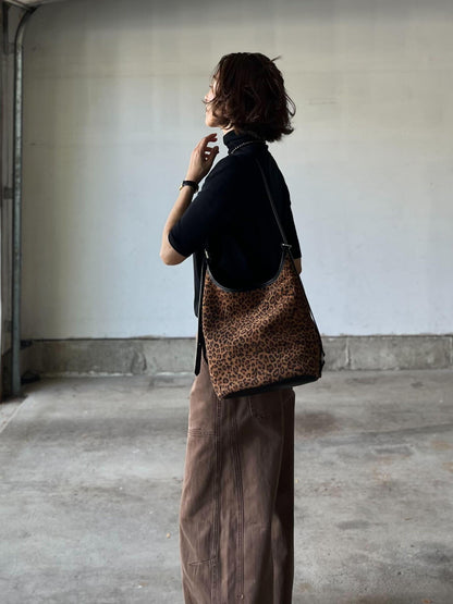 ヒョウ柄スエードバッグ
