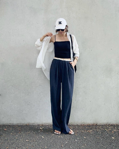 ダブルウエストリラックスパンツ