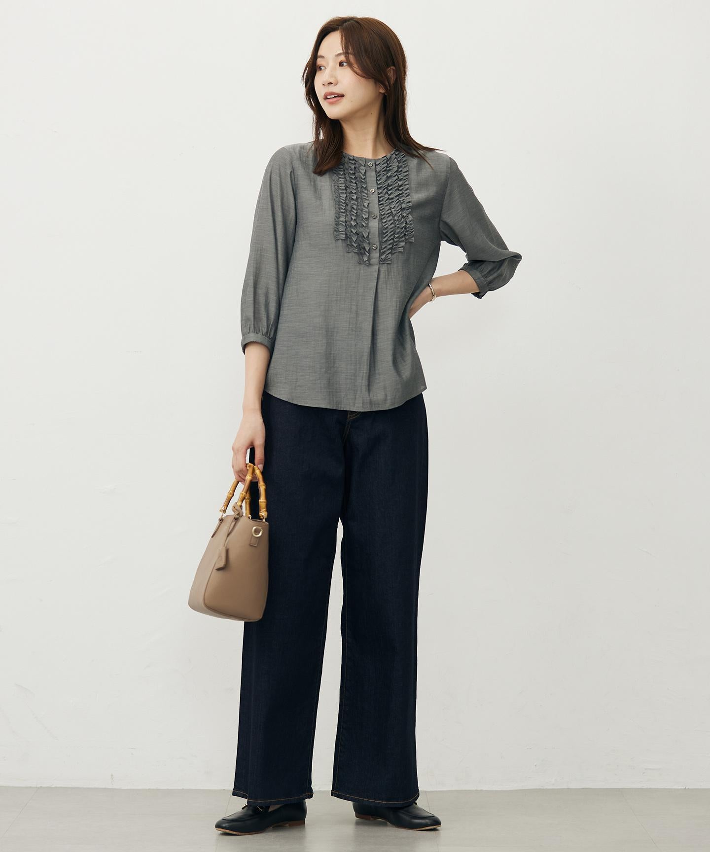 BASIC STRETCH DENIM ワイド ストレート デニム