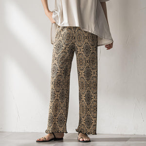 【WEB限定】オリエンタル柄クリスタルプリーツパンツ≪手洗い可能≫