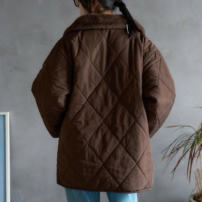 ファーカラーキルティング中綿アウター