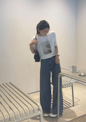 サイドパネル ワイドデニムパンツ