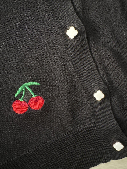 チェリー 刺繍ニットカーディガン