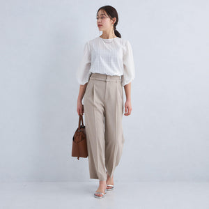 サラフール ベルト ワイド パンツ -マシンウォッシャブル・ストレッチ・UVカット-