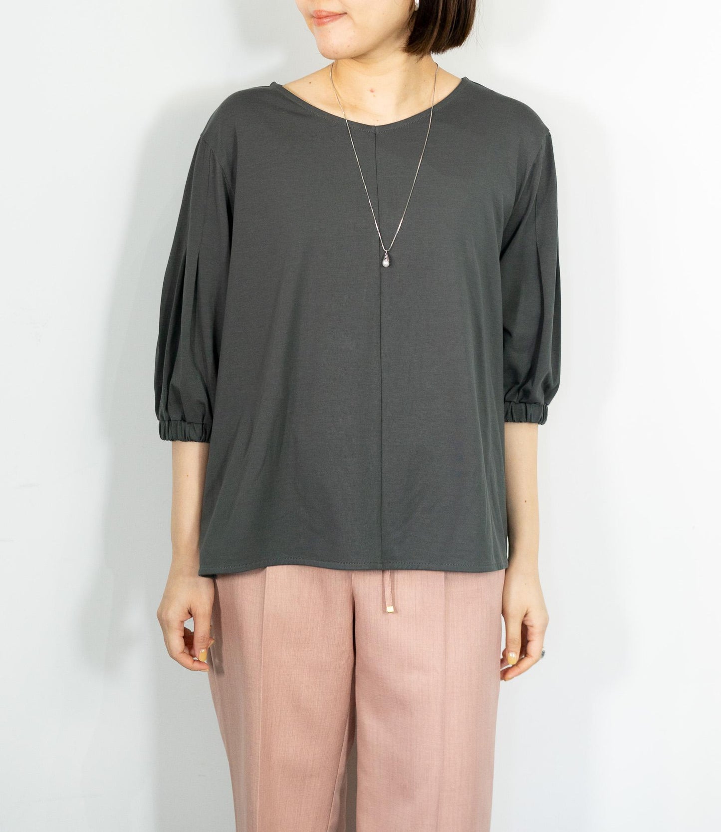 シルケットVネックカットソー