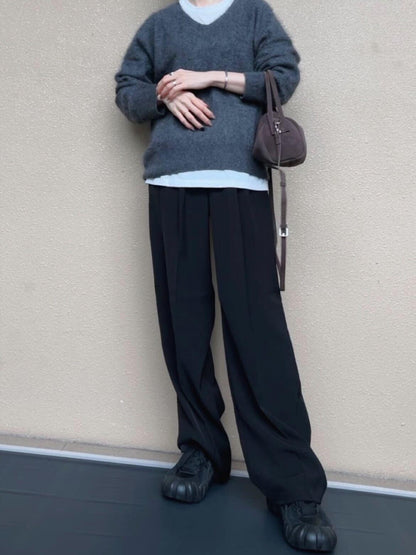 人気ディレクターmeg1006tの限定コーデセット！モヘアライクニットとタックワイドパンツセット