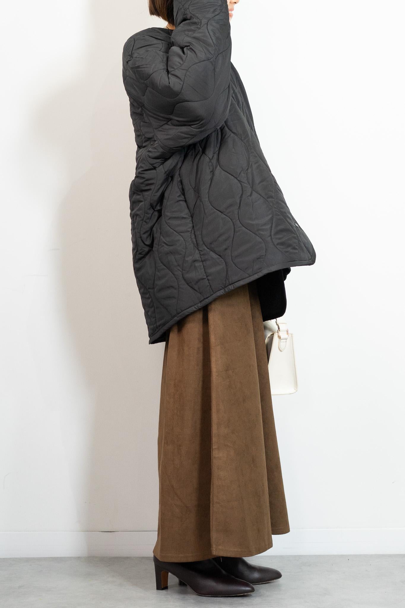 リバーシブルボアキルティングノーカラーアウター