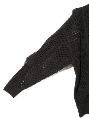 MIDIUMISOLID for Ladies フリンジメッシュプルオーバー