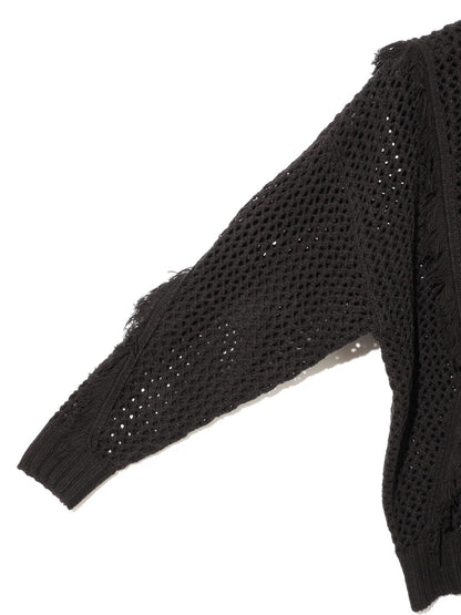 MIDIUMISOLID for Ladies フリンジメッシュプルオーバー