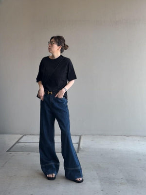 パネルヘムストレートデニム