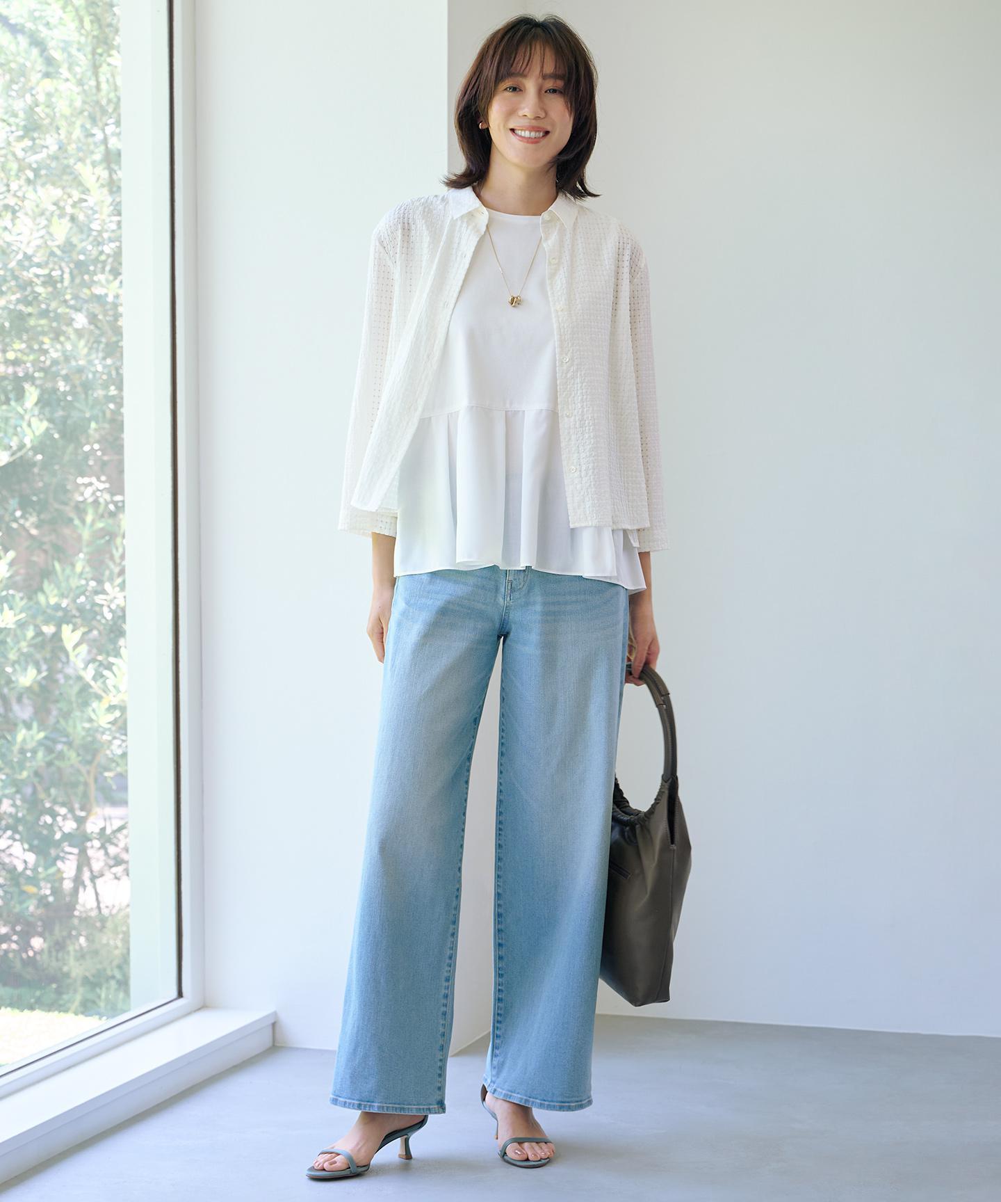 BASIC STRETCH DENIM ワイド ストレート デニム