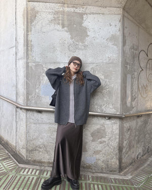 レイヤードニットジップアップ