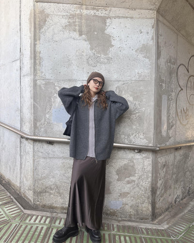 レイヤードニットジップアップ