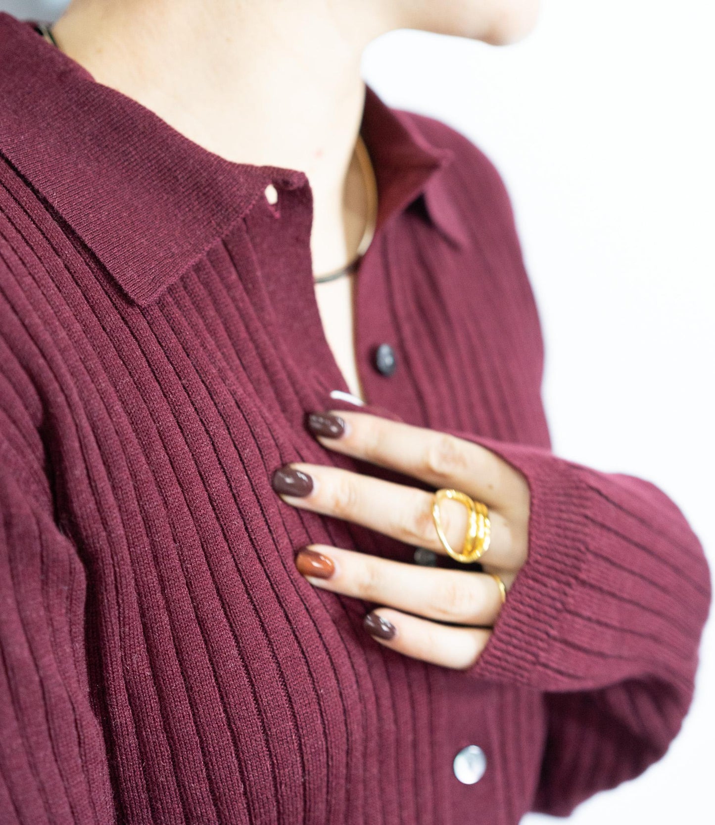 襟付きスリムニット