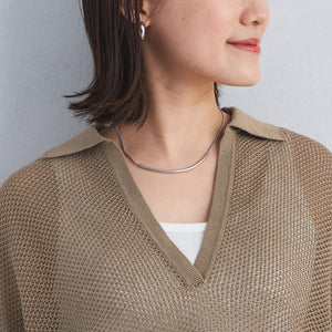 メッシュ スキッパー ニット プルオーバー -ウォッシャブル-