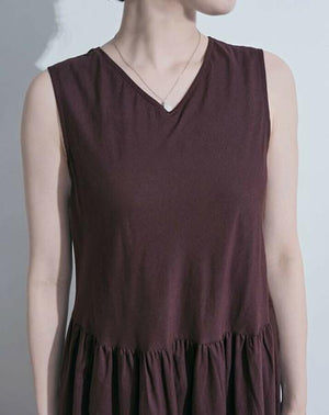 Vネックティアードワンピース