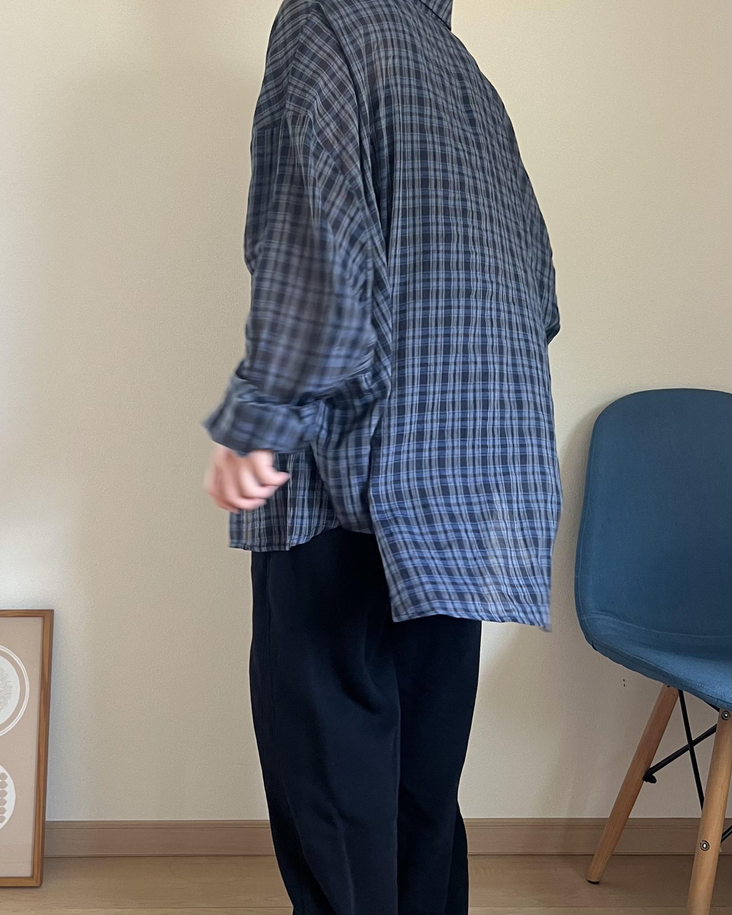 リネンシアーチェックシャツ