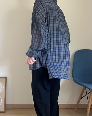 リネンシアーチェックシャツ
