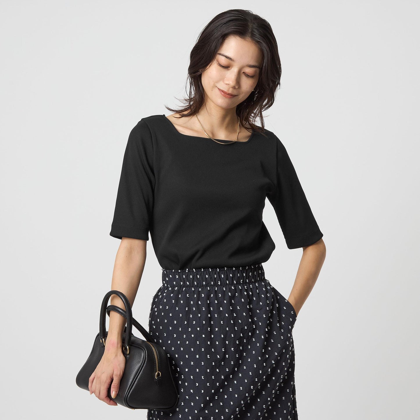 ニットライク スクエアネック カットソー