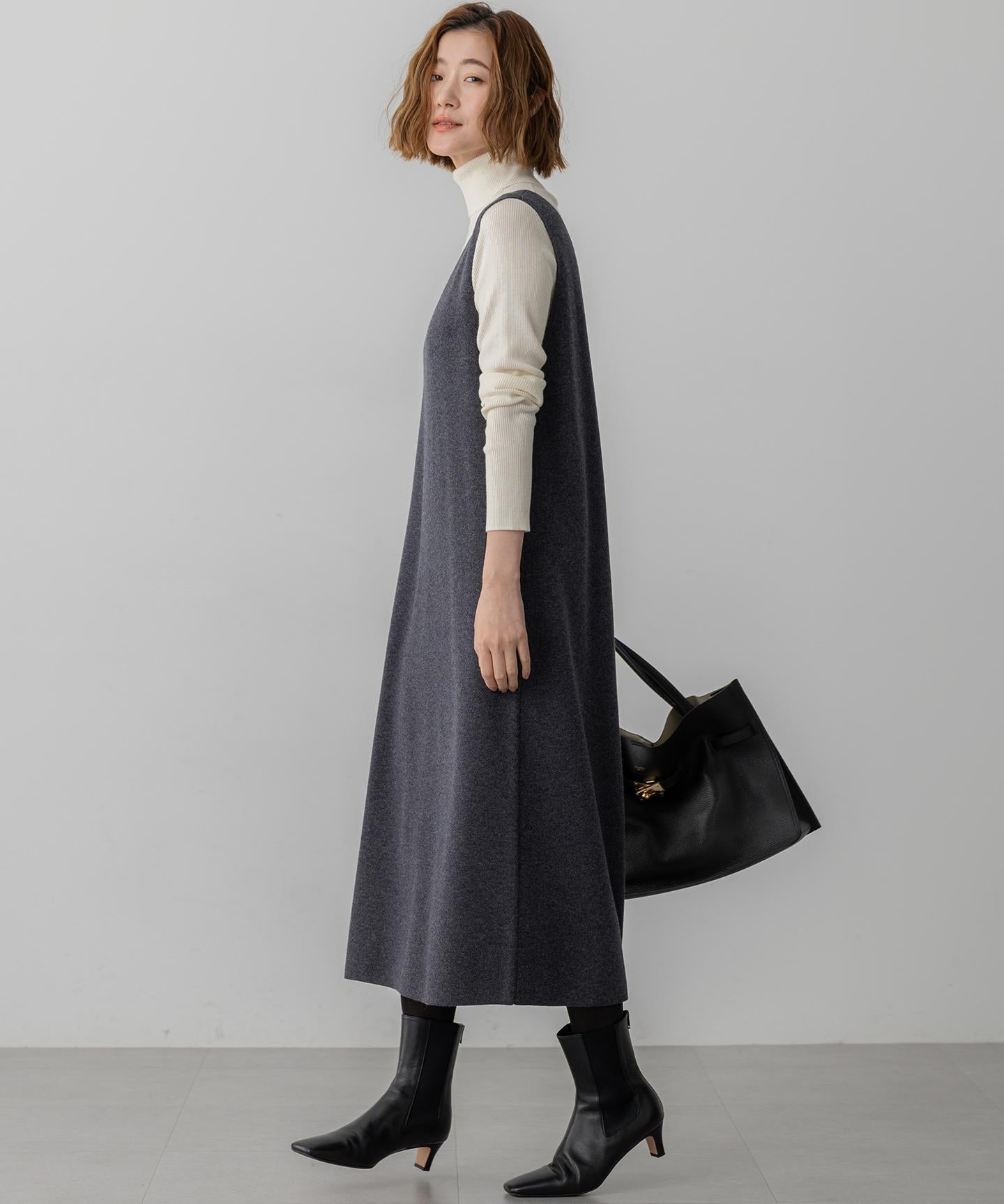 ウーステッドウール リブタートル ニット