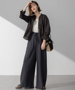 カラミ ストライプ  切り替え ブラウス