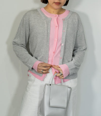 レイヤード風バイカラーカーディガン