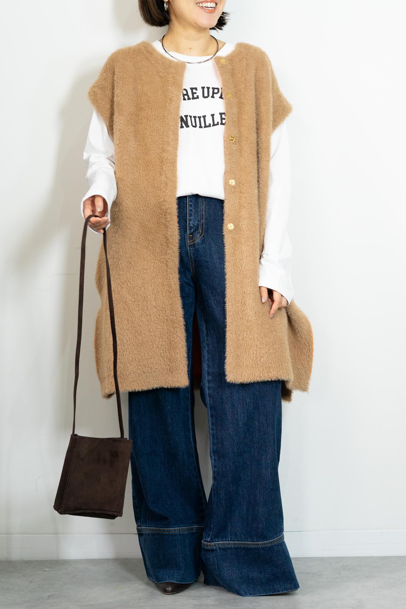 バイカラーテープシャギーニットベスト