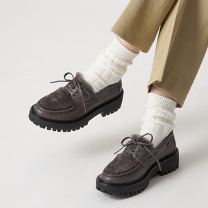 レースアップモカシン フラット45↑