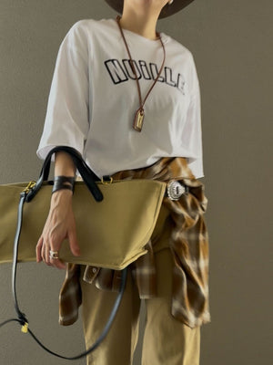 レザーハンドルキャンバストート