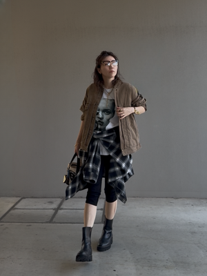 コットンチェックシャツ