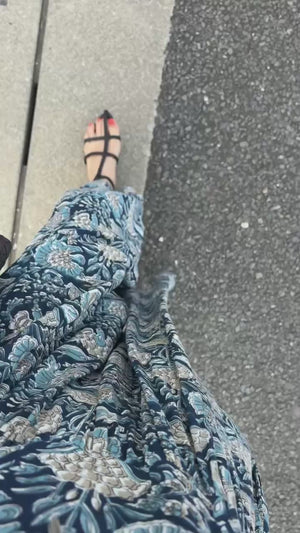 BLOCKPRINT ネイビーボタニカルサロペット
