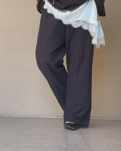 レースワイドパンツ