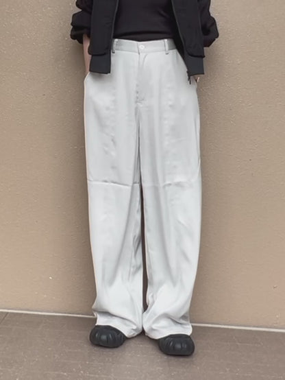 サテンライク ストレートパンツ
