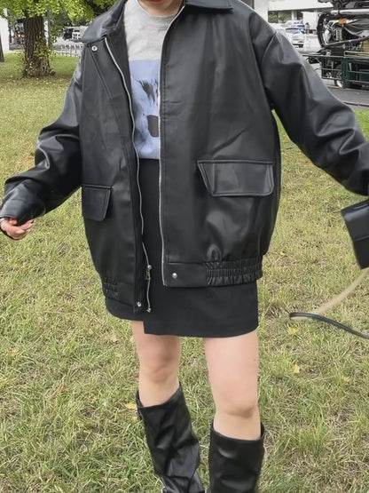 オーバーレザーライクジャケット