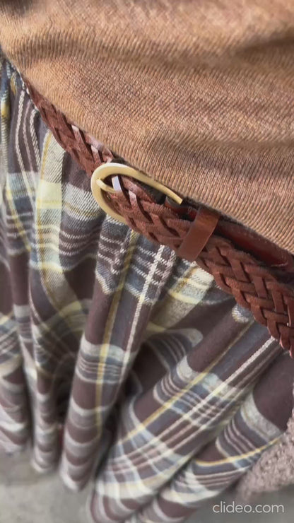 レザーメッシュベルト（茶.黒）