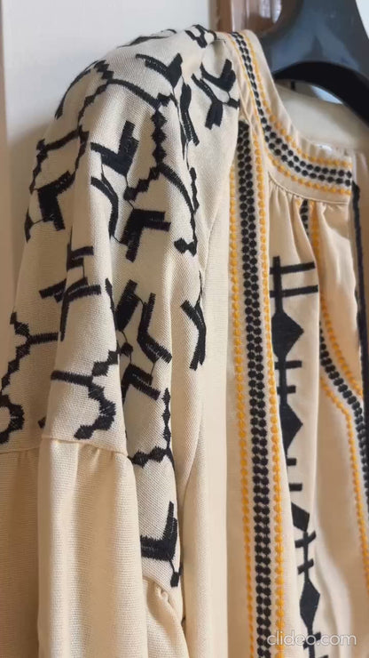 タッセルフォークロア刺繍ワンピース