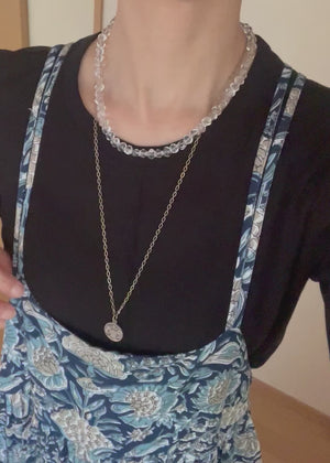 BLOCKPRINT ネイビーボタニカルサロペット