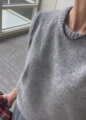 パフスリーブ半袖ニット