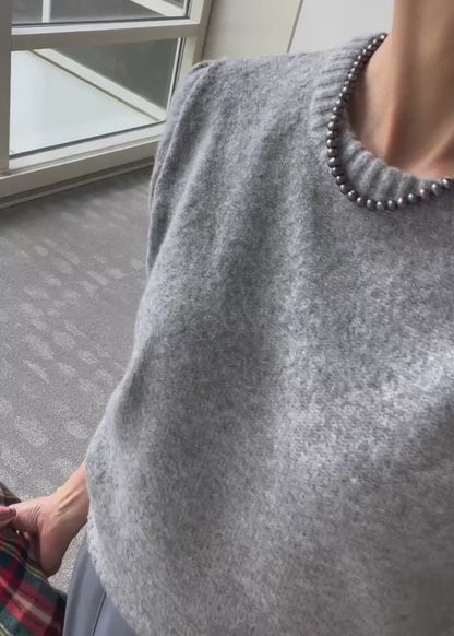 パフスリーブ半袖ニット