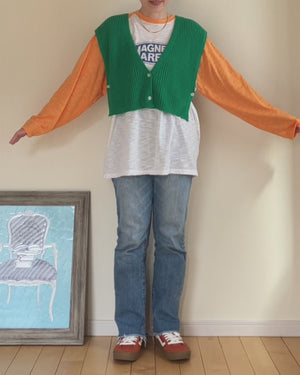 肩掛けカーデ風 2WAYニットベスト