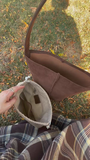 本革スエードショルダーバッグ