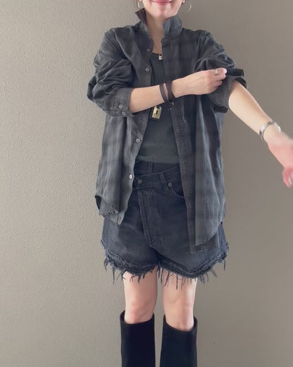 ピグメントチェックシャツ