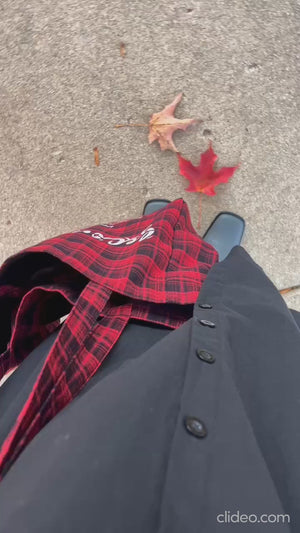 赤チェックトートバッグ