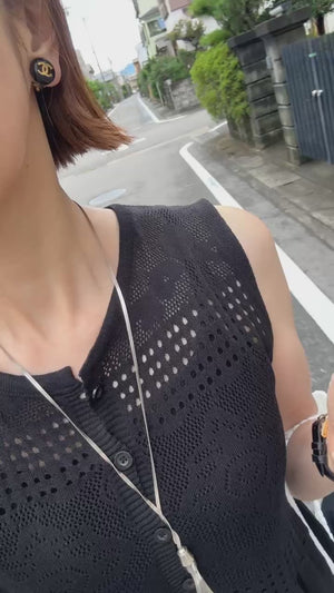 透かし編みレースニット ペプラムセットアップ