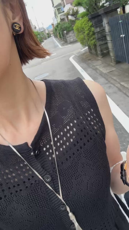 透かし編みレースニット ペプラムセットアップ