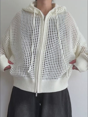 ネットニットフードジップアップ